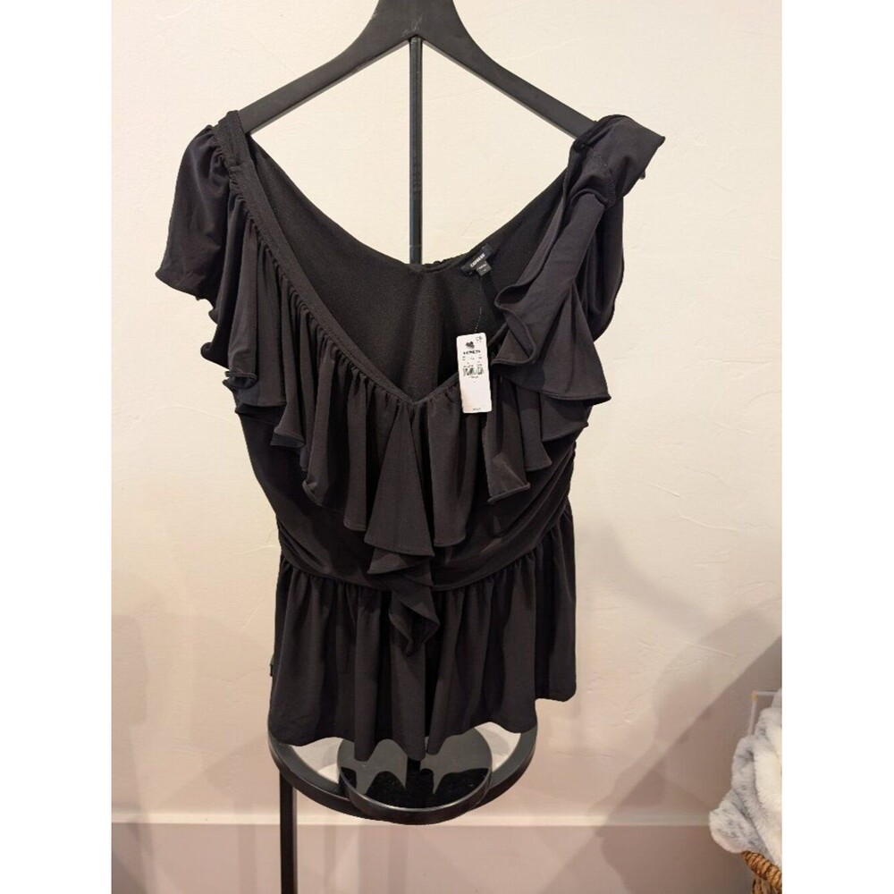 EXPRESS • Ruffle Front Sleeveless Dress • Black • Size L • NWT